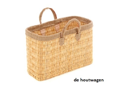 rieten tas met jute 47 cm.