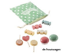 houten snoepjes in zakje