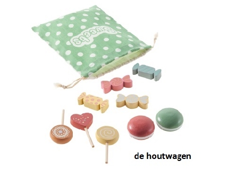 houten snoepjes in zakje