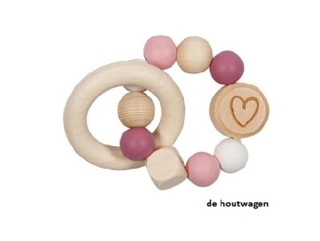 bijtring hart soft roze