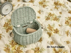 De Houtwagen | rieten tas vintage blauw | rieten mandjes voor kinderen | € 39,95