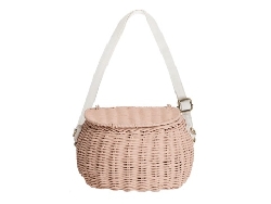 rieten tas vintage roze