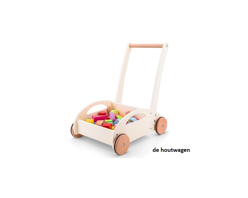 De Houtwagen | loopwagen wit met blokken | houten loopwagens | € 59,95 De Houtwagen | loopwagen wit met blokken | houten loopwagens | € 59,95