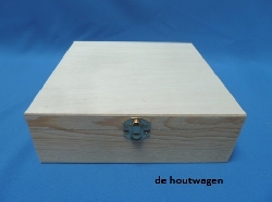 De Houtwagen | kist grenen 21 x 21 x 7 | houten kisten vierkant | € 6,95