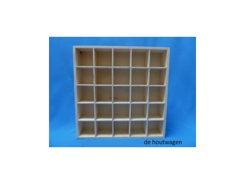 De Houtwagen | Houten Letterbak 25 Vakken – 41x41x8 cm | letterbakken | € 39,50