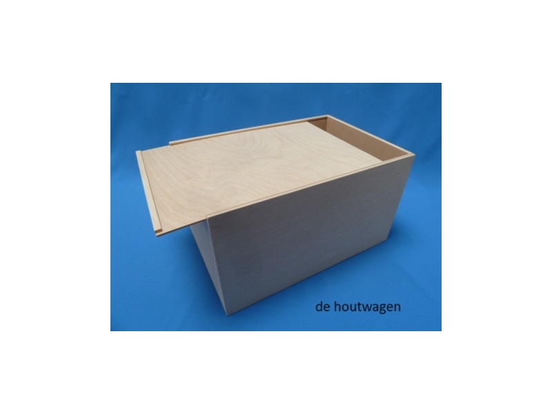 De Houtwagen | Berkenhouten Kist met Schuifdeksel – 37,5 x 25,5 x 21 cm | houten kisten met schuifdeksel | € 28,50