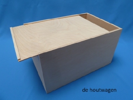 De Houtwagen | Berkenhouten Kist met Schuifdeksel – 37,5 x 25,5 x 21 cm | houten kisten met schuifdeksel | € 28,50