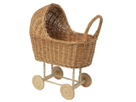 rieten poppenwagen
