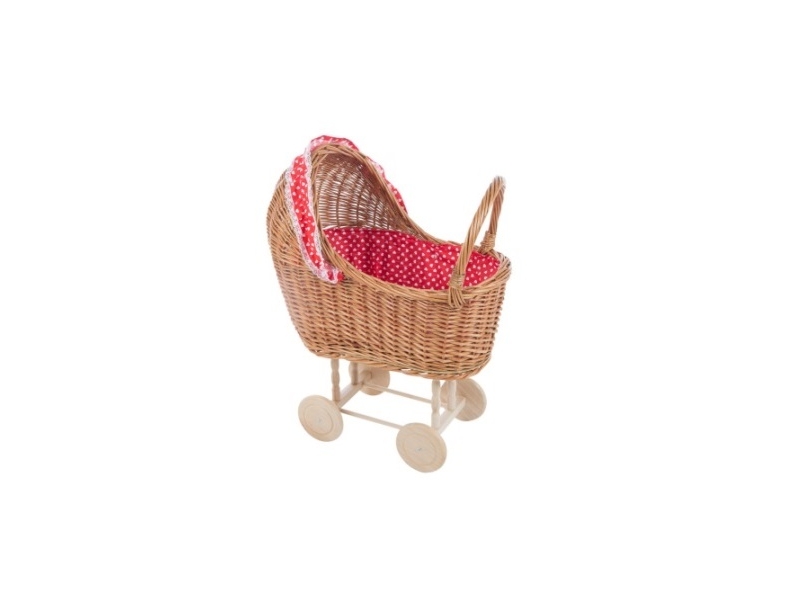 De Houtwagen | poppenwagen riet rood met witte hartjes | rieten poppenwagens | € 65,00 De Houtwagen | poppenwagen riet rood met witte hartjes | rieten poppenwagens | € 65,00