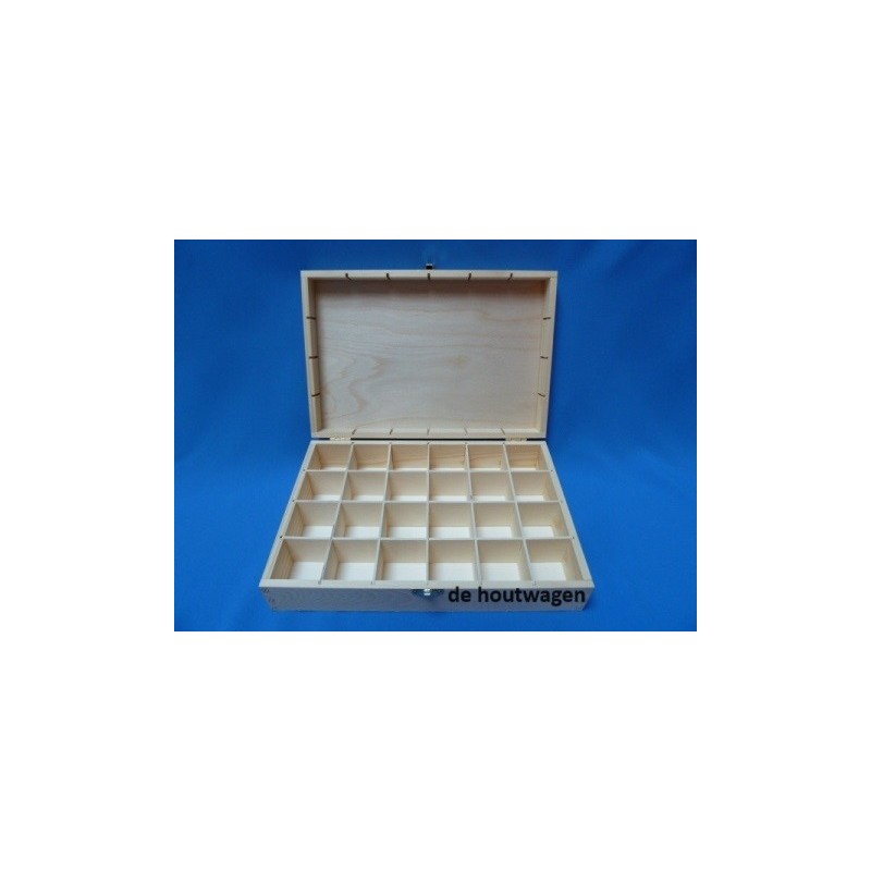De Houtwagen | houten kist met 24 vakken grenen | houten kisten met vakverdeling | € 11,50