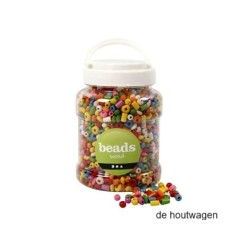 De Houtwagen | kralen klein in bus 400 ml. | houten kralenset  | € 12,50