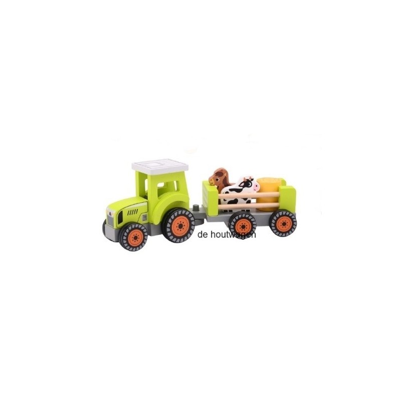 De Houtwagen | tractor met wagen joueco | houten vrachtwagens en machines | € 22,50