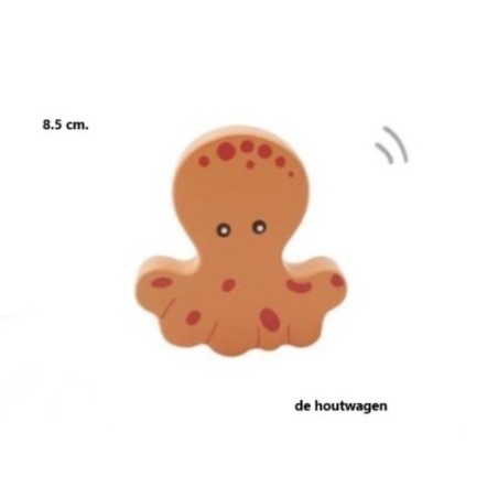 De Houtwagen | rammelaar inktvis oranje | rammelaar - bijtring | € 4,95