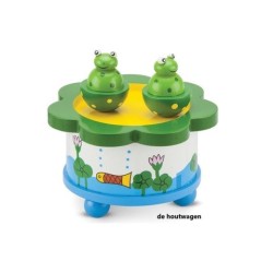 muziekdoosje met dansende kikkers rond
