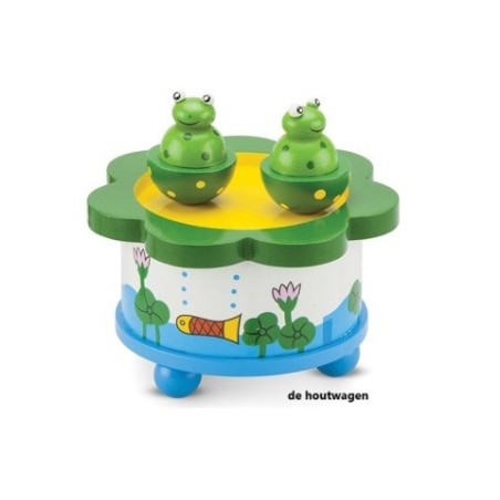 De Houtwagen | muziekdoosje dansende kikkers rond | muziekdoosjes | € 17,95