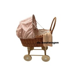 Rieten Poppenwagen – met Lieveheersbeestjes en Dekentje