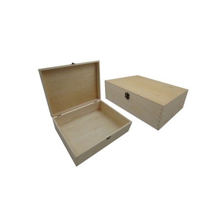 De Houtwagen | grenen kist 34 x 25 x 10 cm. met slotje | houten kisten rechthoekig | € 16,50
