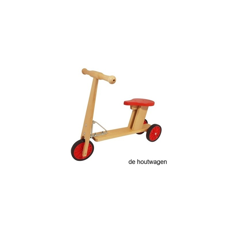 De Houtwagen | Houten Kinderstep met Zitje – 3 Wielen (vanaf 2 jaar) | houten loopfietsen | € 49,95