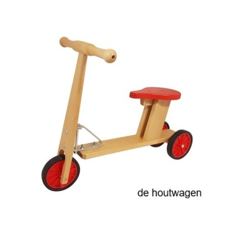 De Houtwagen | Houten Kinderstep met Zitje – 3 Wielen (vanaf 2 jaar) | houten loopfietsen | € 49,95