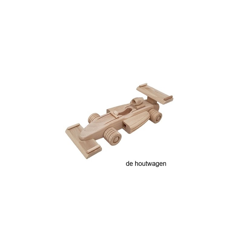 De Houtwagen | houten raceauto van beukenhout | houten vrachtwagens en machines | € 24,50