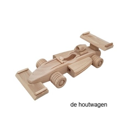 De Houtwagen | houten raceauto van beukenhout | houten vrachtwagens en machines | € 24,50