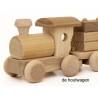 De Houtwagen | houten trein met 2 wagons en 13 blokken | speelgoed naturel hout | € 35,00
