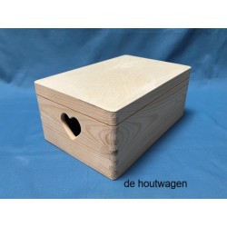 opbergkist met hartvormige grepen 30 x 20 x 13 cm.