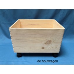 Houten Krat met Zwenkwielen 40 × 30 × 22 cm – Verrijdbare Opberg- en Speelgoedkist