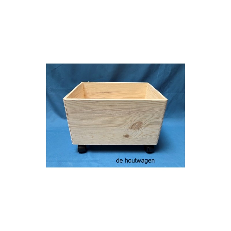 De Houtwagen | Houten Krat met Zwenkwielen 40 × 30 × 22 cm – Verrijdbare Opberg- en Speelgoedkist | houten kratten | € 29,95