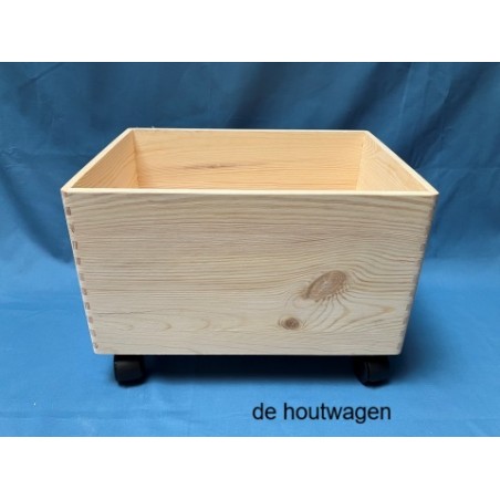De Houtwagen | Houten Krat met Zwenkwielen 40 × 30 × 22 cm – Verrijdbare Opberg- en Speelgoedkist | houten kratten | € 29,95