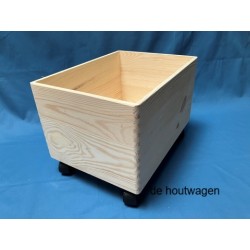 De Houtwagen | Houten Krat met Zwenkwielen 40 × 30 × 22 cm – Verrijdbare Opberg- en Speelgoedkist | houten kratten | € 29,95