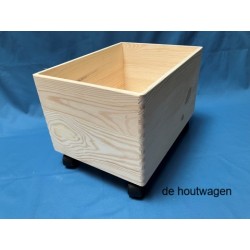 De Houtwagen | Houten Krat met Zwenkwielen 40 × 30 × 22 cm – Verrijdbare Opberg- en Speelgoedkist | houten kratten | € 29,95
