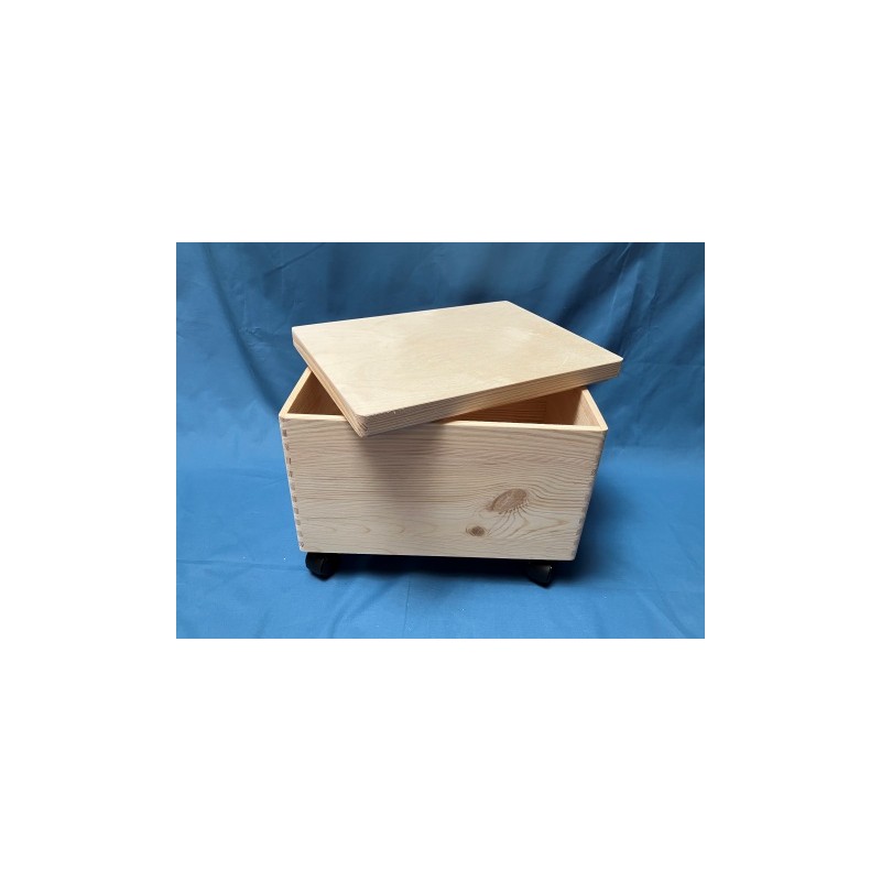 De Houtwagen | opbergkist met zwenkwielen en afneembaar deksel 40 x 30 x 22 cm. verrijdbare opberg en speelgoedkist | houten speelgoedkisten | € 39,95