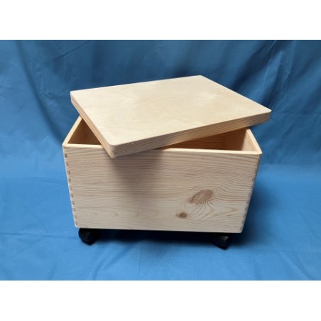 De Houtwagen | opbergkist met zwenkwielen en afneembaar deksel 40 x 30 x 22 cm. verrijdbare opberg en speelgoedkist | houten speelgoedkisten | € 39,95
