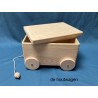De Houtwagen | kist met houten wielen afneembaar deksel en koord 40 x 30 x 22 cm. | houten opbergkisten | € 59,00