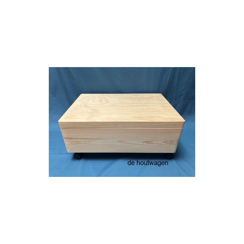 De Houtwagen | opbergkist groot met zwenkwielen 59 x 40 x 22 cm. verrijdbare opberg en speelgoedkist | houten opbergkisten | € 57,50