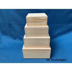 De Houtwagen | kisten set vierkant 4-delig | houten kisten vierkant | € 24,95