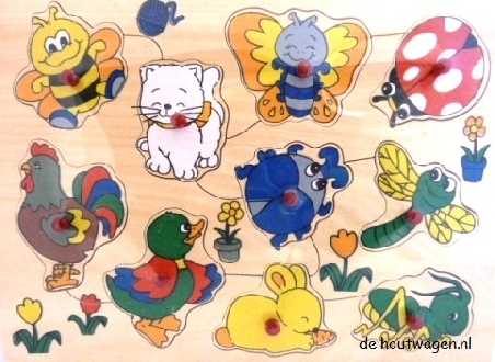 De Houtwagen | knoppuzzel lieveheersbeestje | houten puzzels met knopjes | € 5,95