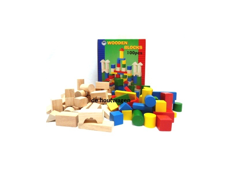 De Houtwagen | blokken in doos 100 stuks | houten blokken | € 22,50