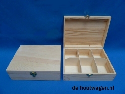 theekist met 6 vakken pine
