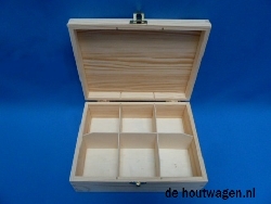 De Houtwagen | theekist met 6 vakken pine | theekisten | € 7,50