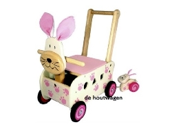 houten loopwagen konijn