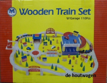 De Houtwagen | houten treinbaan set 110 delig | houten treinbaan set | € 85,00