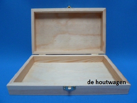 De Houtwagen | pennenkistje grenen 19 x 12 x 3 nieuw model | houten kisten rechthoekig | € 4,25