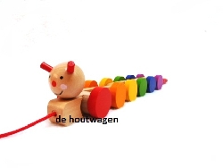 De Houtwagen | houten trekfiguur rupsje | stokroller- trekfiguur  | € 15,95