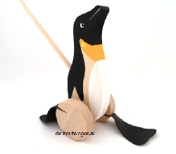 houten stokroller pinquin