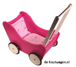 poppenwagen fuchsia met wit