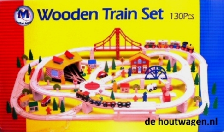 houten treinbaan set 130 delig