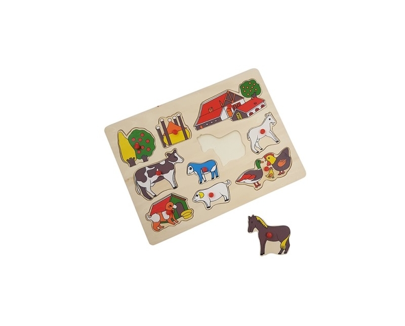 De Houtwagen | knoppuzzel boerderij 4 | houten puzzels met knopjes | € 5,95