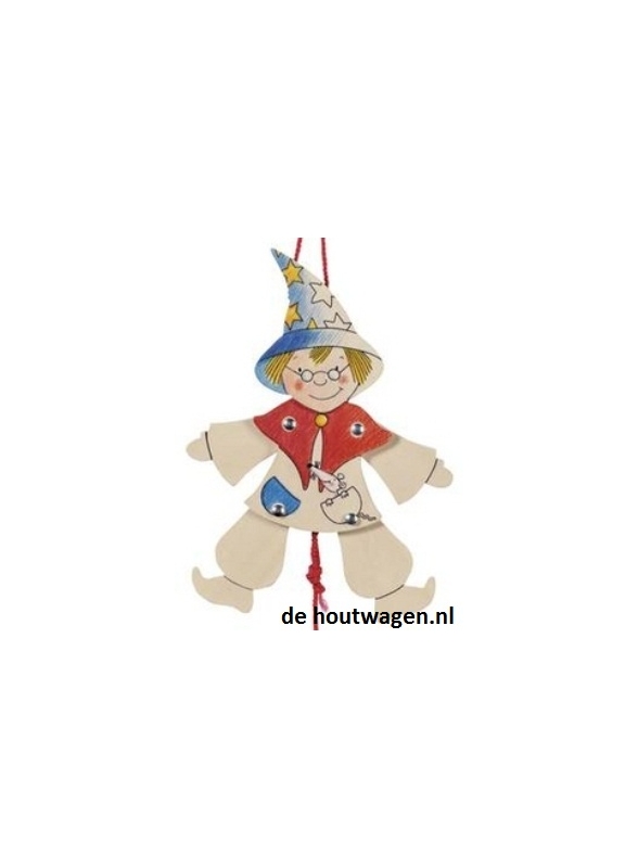 trekpopje tovenaar om zelf in te kleuren